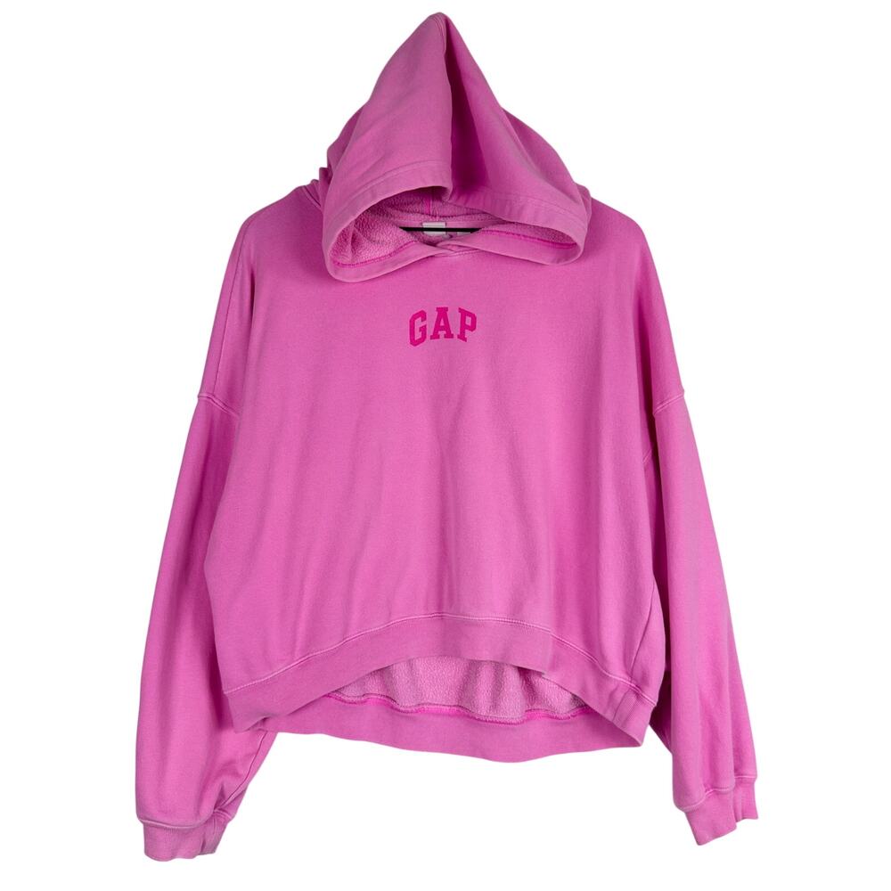 GAP Womens Cropped Hoodie Pink Sweatshirt - M